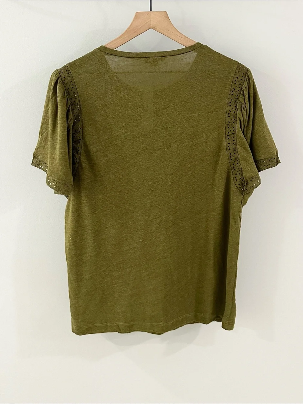 J. Crew Flutter Sleeve Linen Tee // Green // Large // NEW